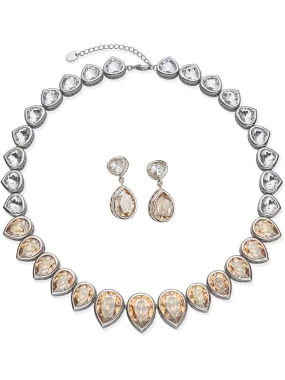 Elegant Heart Necklace & Earrings Jewelry Set | Crystal Women's Accessories